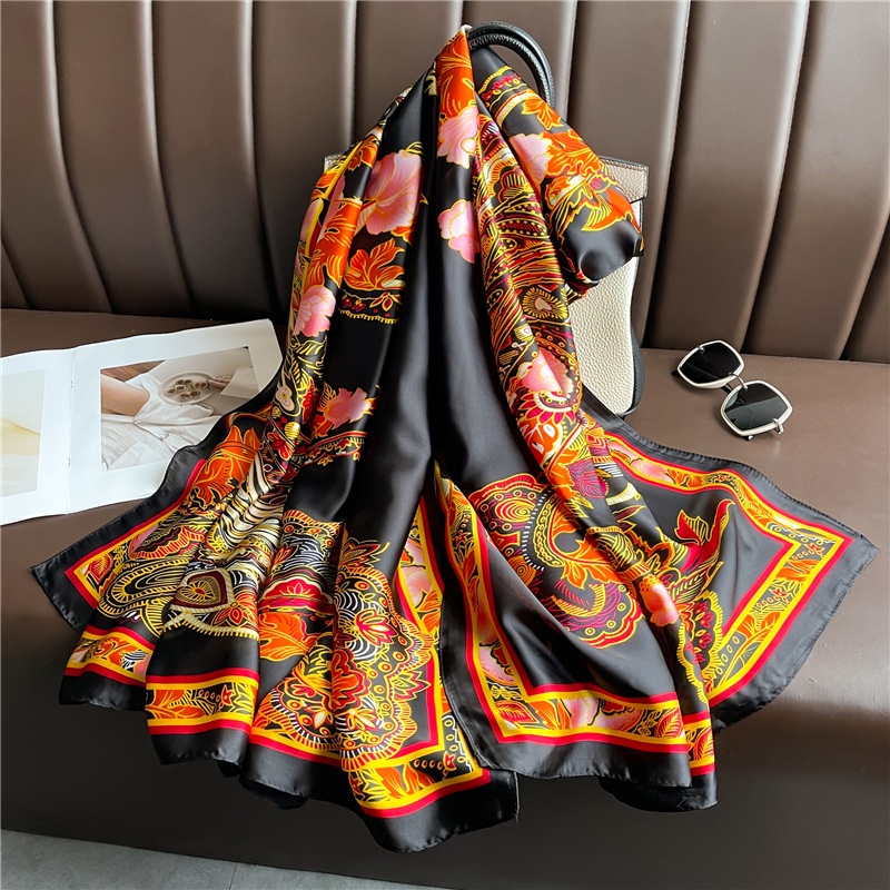 Khăn Choàng Cổ Chống Nắng Kích Thước Lớn 180 * 90CM In Họa Tiết Hoa Sang Trọng