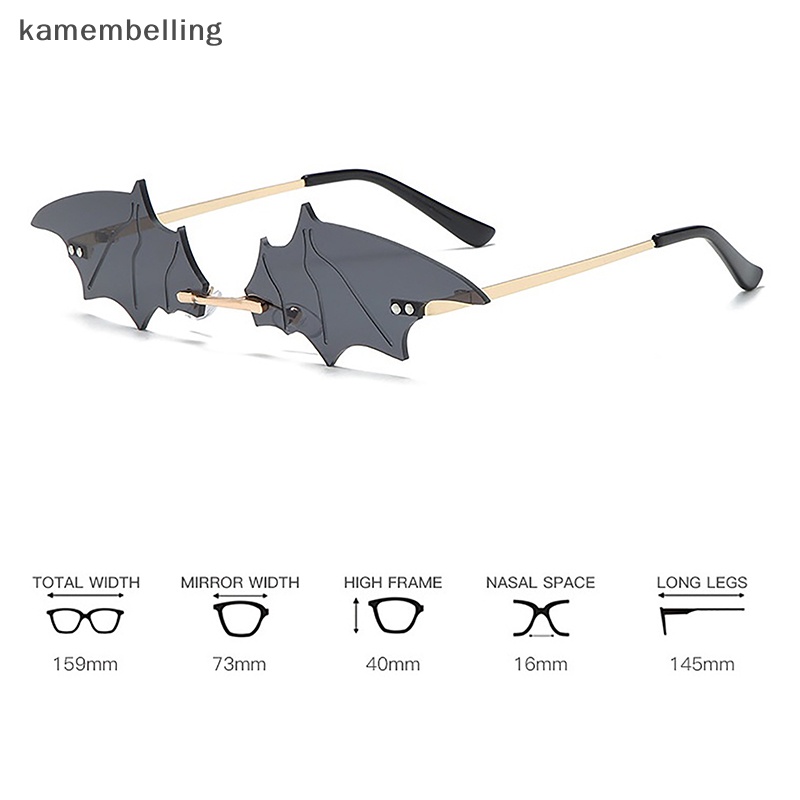 Kamembelling Kính Mát Gọng Tròng Hình Dơi Không Viền Thời Trang Cho Nam Và Nữ