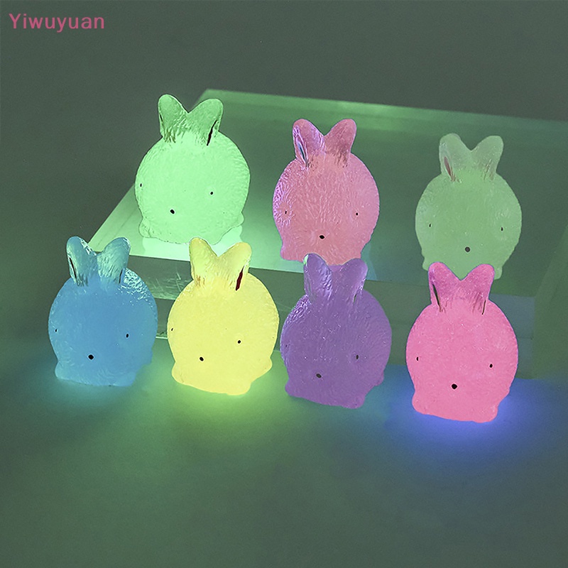 Bộ 2 Đồ trang trí Thỏ Mini Bằng Nhựa Resin Phát Quang Trang Trí Tiểu Cảnh Mới