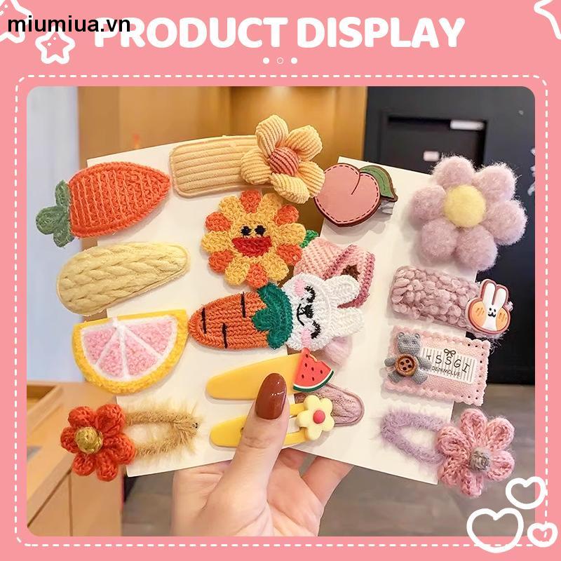miumiuaBộ Kẹp Tóc Đính Nơ Họa Tiết Hoạt Hình Phong Cách Hàn Quốc Cho Bé Gái