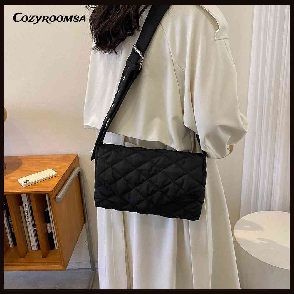 Túi Đeo Chéo Chất Liệu Nylon Cotton Chần Bông Thời Trang Mùa Đông