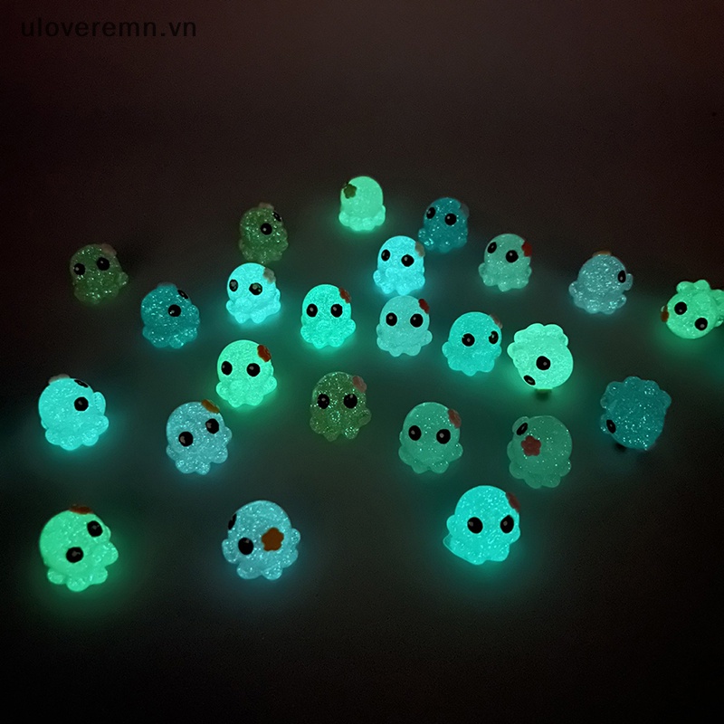 Bộ 2 Tượng Bạch Tuộc Hoạt Hình Phát Sáng Bằng Nhựa Resin Trang Trí Tiểu Cảnh