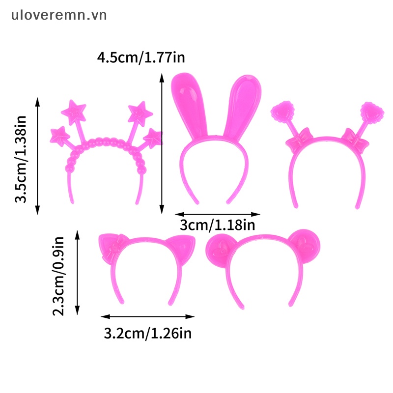 Set 5 Băng Đô Tai Thỏ / Mèo / Gấu 30cm Dễ Thương Dành Cho Búp Bê