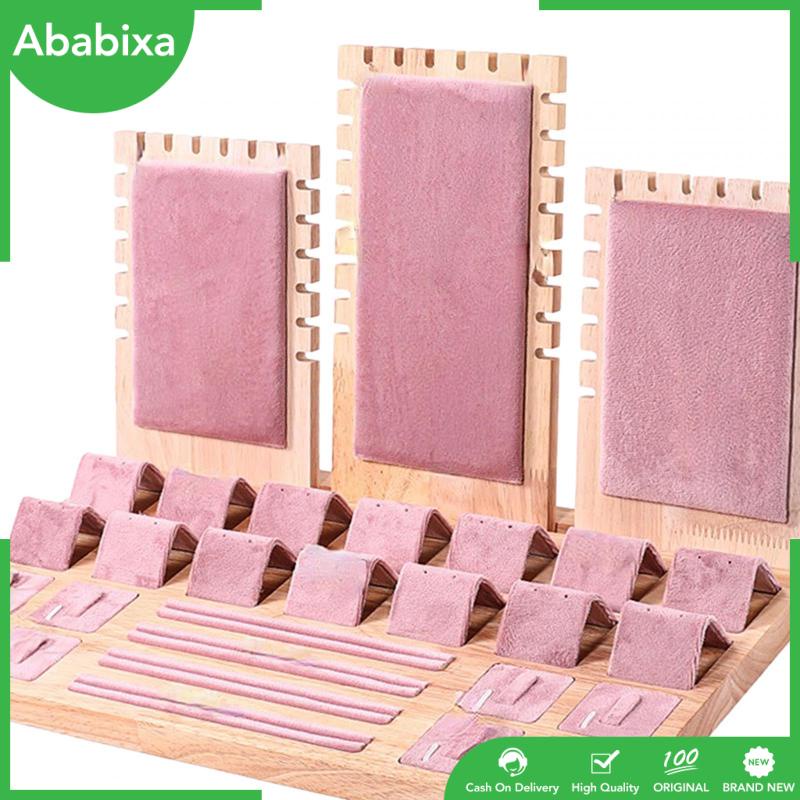 Khay Trưng Bày Trang Sức Bằng Gỗ Màu Hồng Kích Thước 15.3x9.2x9inch