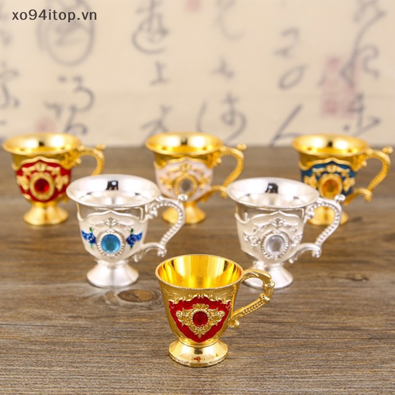 Xoitop Cốc Uống Trà Cà Phê Mini Họa Tiết Hoa Đính Kim Cương Giả Lấp Lánh Retro Trang Trí Tách Trà tazas de te VN