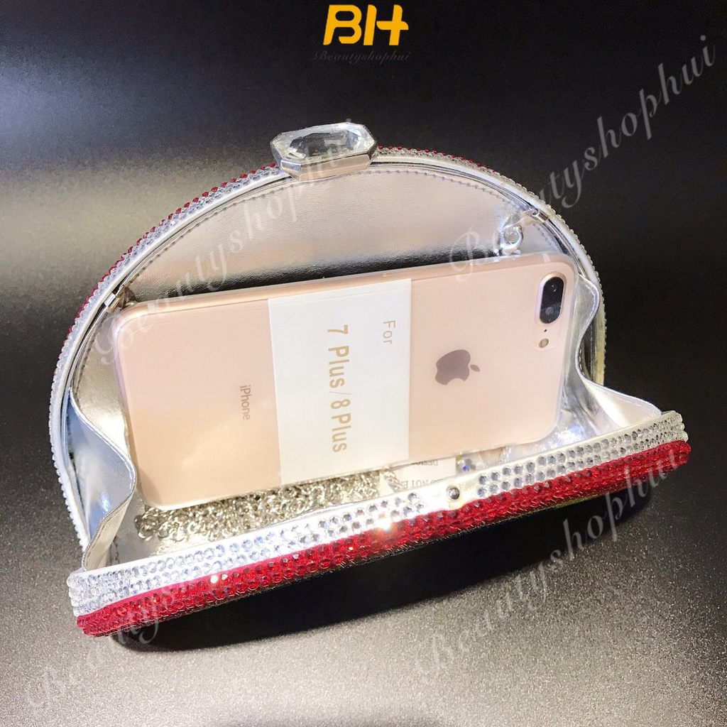 Túi Đeo Chéo Vai Cầm Tay Đính Kim Cương Giả Màu Cầu Vồng Mới Dành Cho Bạn Nữ Dự Tiệc Tối