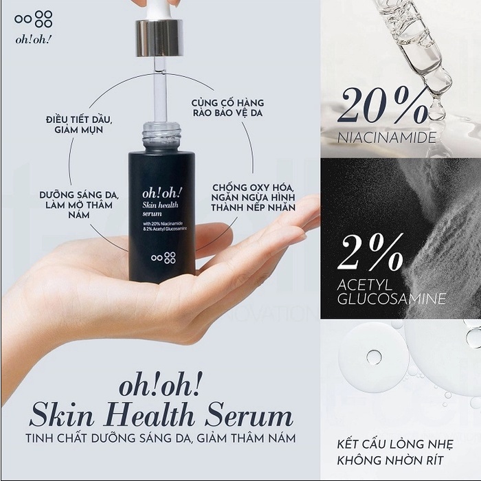 Tinh Chất Oh!Oh! Skin Health Serum Điều tiết dầu, giảm mụn, làm sáng da mạnh mẽ, chuyên sâu 10ml, 30ml