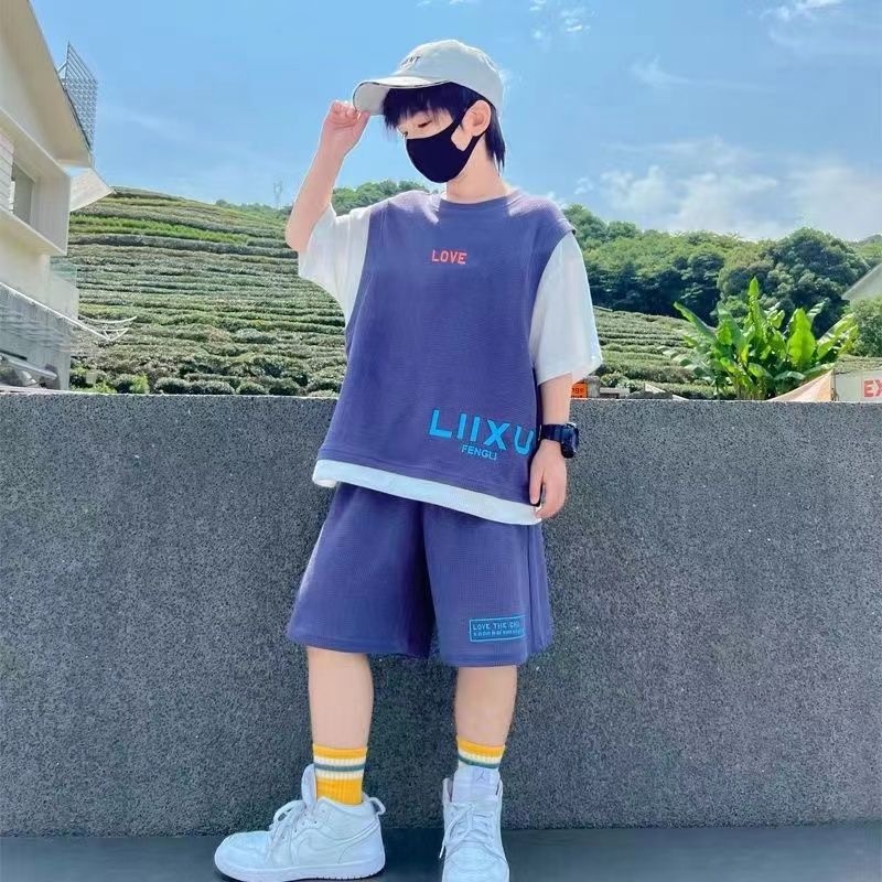 Bộ Đồ Thể Thao Áo Tay Ngắn Phối Quần Short Thời Trang Mùa Hè 2023 Mới Cho Bé Trai