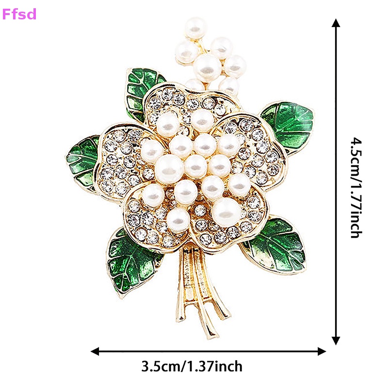 {Ffsd} Ghim Cài Khăn Choàng / Khăn Quàng Cổ Tráng Men Hình Hoa Lá Đính Đá Ngọc Trai Sáng Tạo Thời Trang Chất Lượng Cao Cho