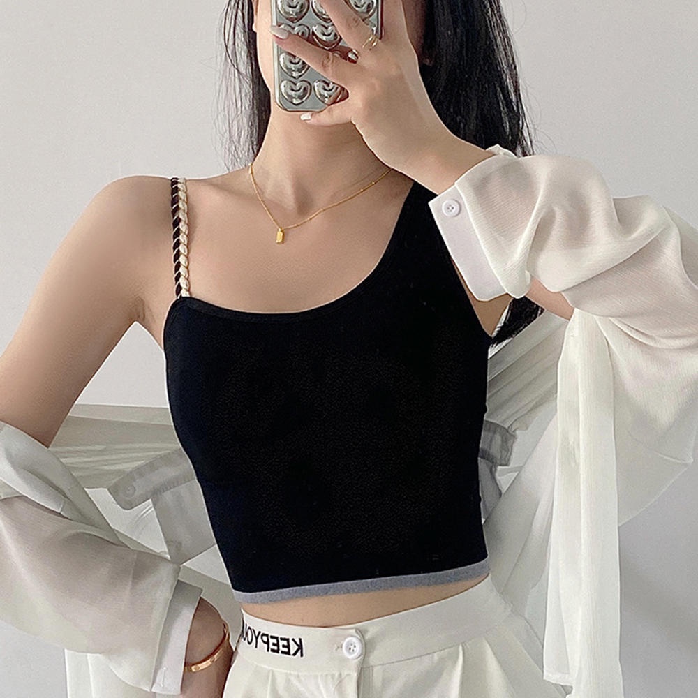 Áo Lót Thể Thao Hai Dây Y2K Có Mút Đệm Ngực Tháo Rời Được Thời Trang Quyến Rũ Cho Nữ