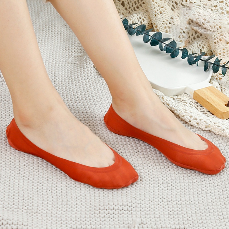 1 Đôi Tất Thuyền Lụa Lạnh Silicone Mỏng Cổ Thấp Chống Trượt Thoáng Khí Mùa Hè Cho Nữ