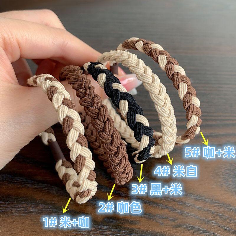 Set 5 Dây Buộc Tóc Cao Su Co Giãn Màu Cà Phê Sữa Thời Trang Cho Nữ