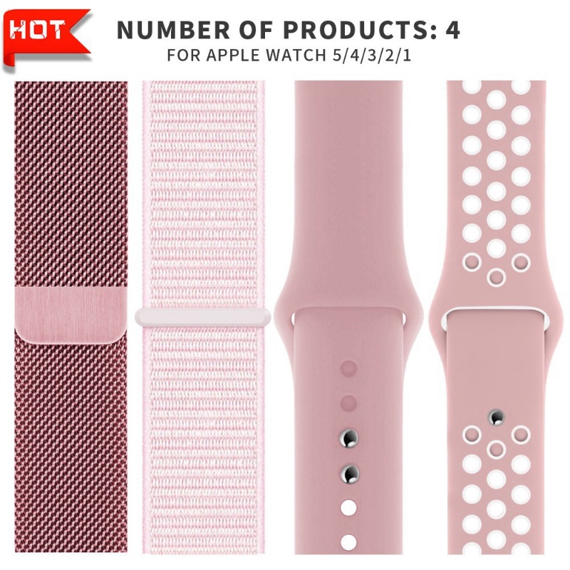 Bộ 4 Dây Đeo Silicone Cho Đồng Hồ Thông Minh Apple Watch Ultra Series 8 7 6 se5 4 3 2 40mm 44mm 45mm 41mm 42 38mm 49mm
