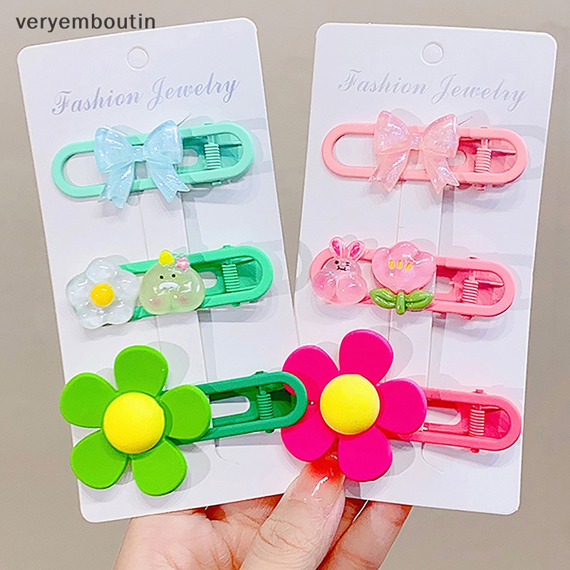 1 Set Kẹp Tóc Hình Nơ / Bông Hoa Màu Sắc Ngọt Ngào Dễ Thương Cho Bé Gái