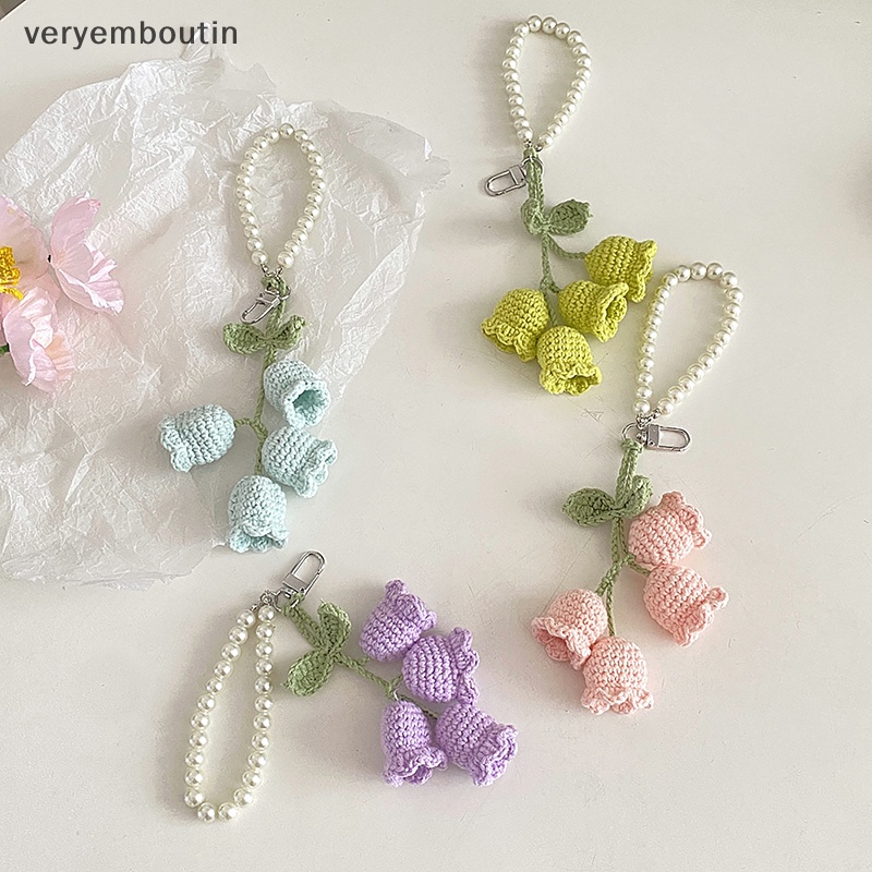 1 Móc Khóa Đan Len Hình Hoa Lá Xinh Xắn