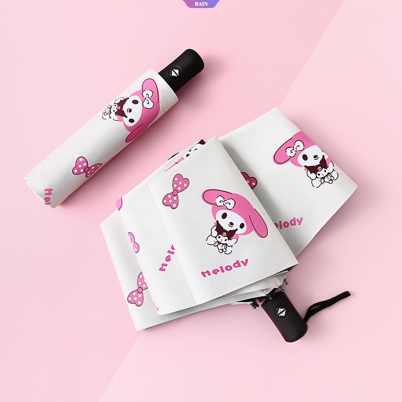 SANRIO Dù Gấp Tự Động Chống Nắng Mưa / Tia UV Họa Tiết Hoạt Hình My Melody Cinnamoroll Đáng Yêu