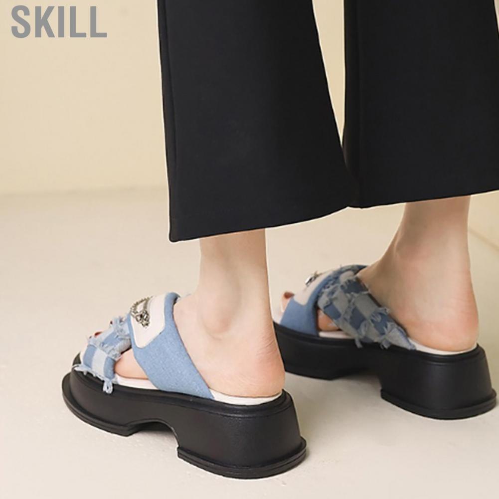 Skill Backless Platform Slides  Match Easily Durable Lightweight Silent Open Toe Sandals for Office School Party Business Outdoors Women