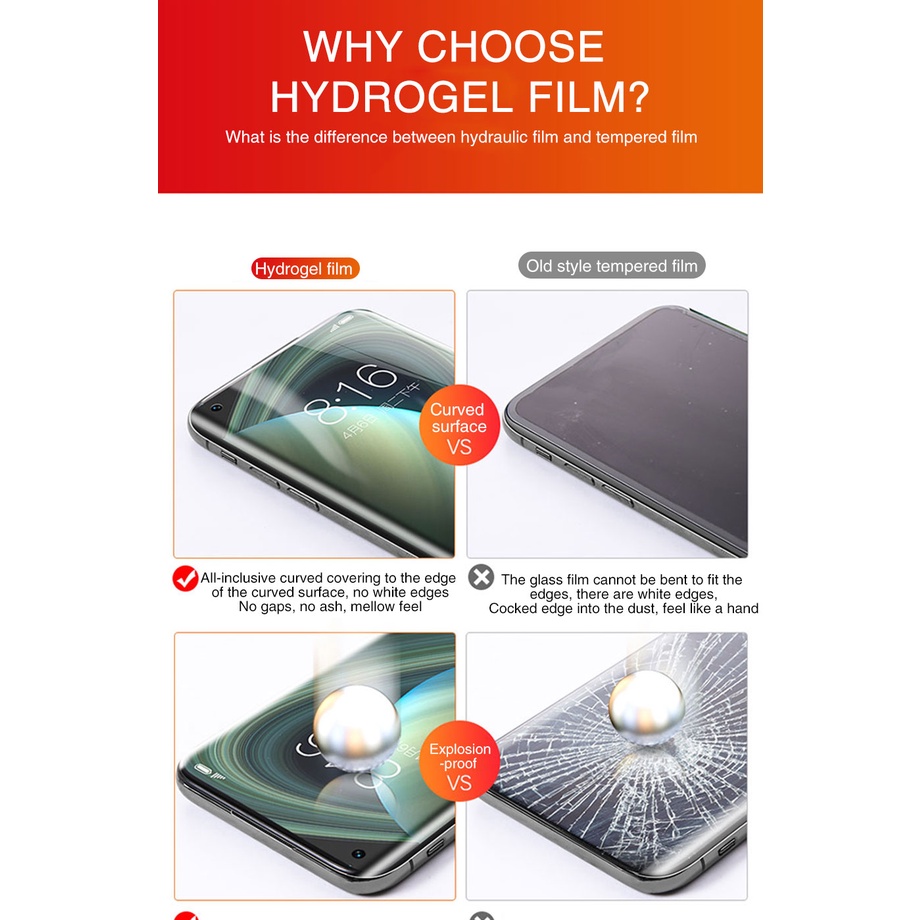 Set 4 Phim Hydrogel Dán Bảo Vệ Màn Hình Cho Xiaomi Mi 12 12X 12S 11 10 Ultra Mi Note 10 Lite 10T 11T Pro
