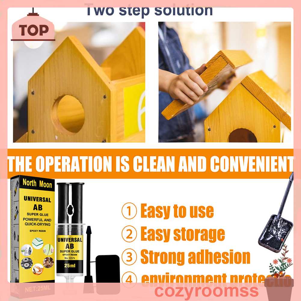 Keo Dán Nhựa AB Chống Thấm Nước Dung Tích 25ml Dùng Để Sửa Chữa Đồ Gỗ / Kim Loại