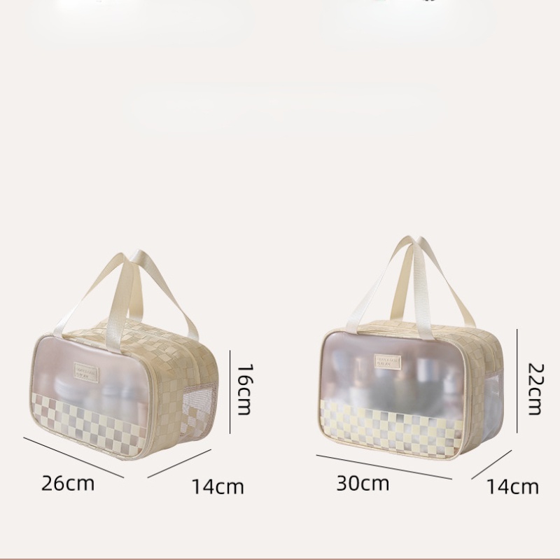 Túi Đựng Đồ Trang Điểm Bằng PU Trong Suốt Hai Lớp Khô Và Ướt Chống Thấm Nước Tiện Dụng Mang Theo Du Lịch