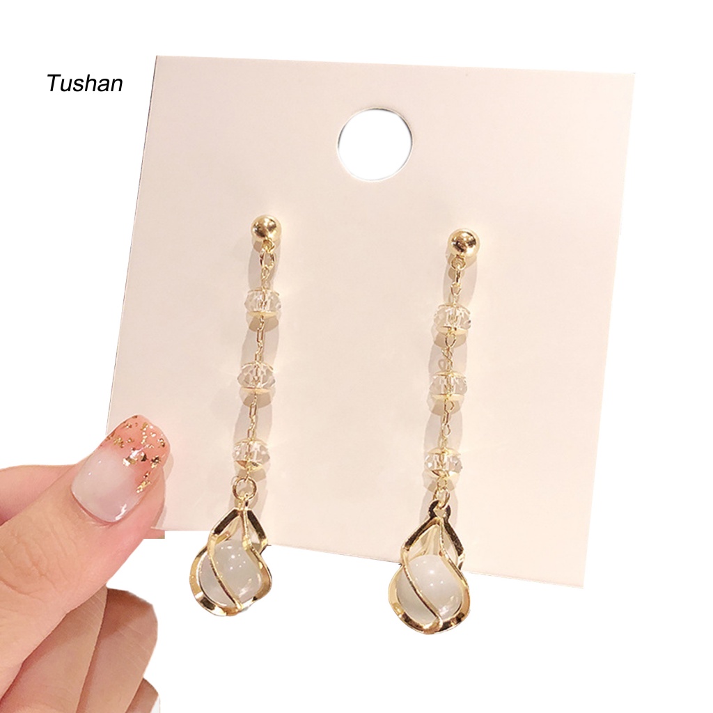 1 Đôi Bông Tai Hình Nơ Đính Ngọc Trai Giả Phong Cách Vintage