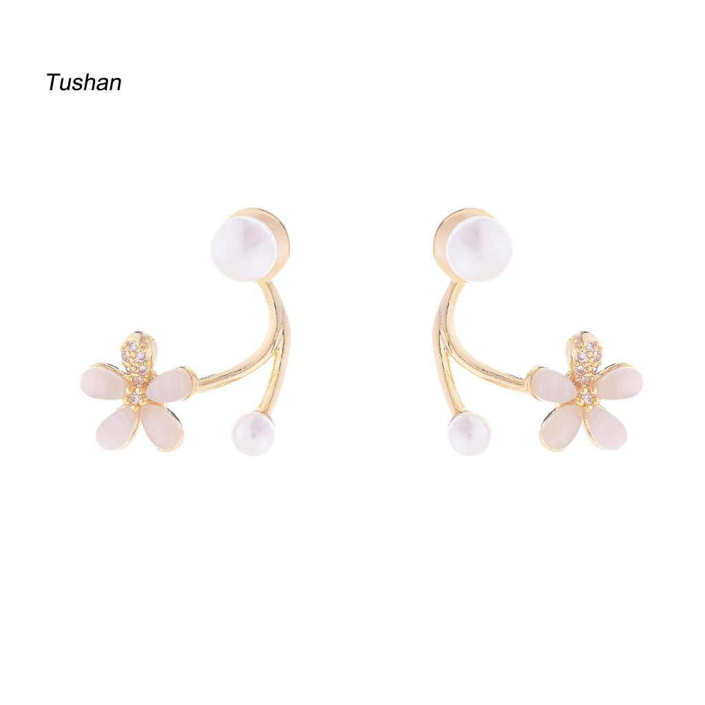 1 Đôi Bông Tai Hình Hoa Đính Ngọc Trai Giả Phong Cách Hàn Quốc Dành Cho Nữ