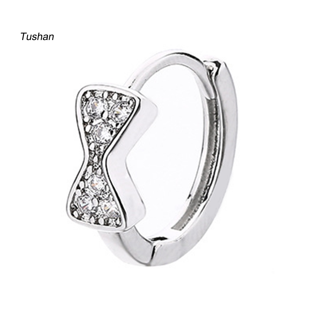 1 Khuyên Vành Tai Hình Nơ Đính Đá Lấp Lánh Phong Cách Pháp