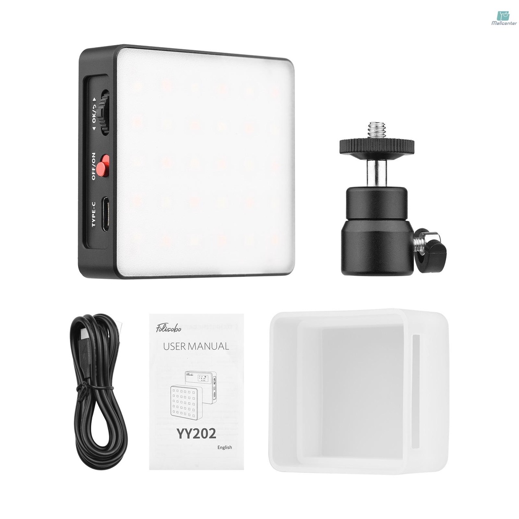 Andoer YY202 Bi-Color Pocket LED Video Light Photography Conference Fill Light 2500K-8500K Dimmable Aluminum Alloy Built-in Battery with Silicone Diffuser Mini Ballhead Adapter for Vlog Live Streaming