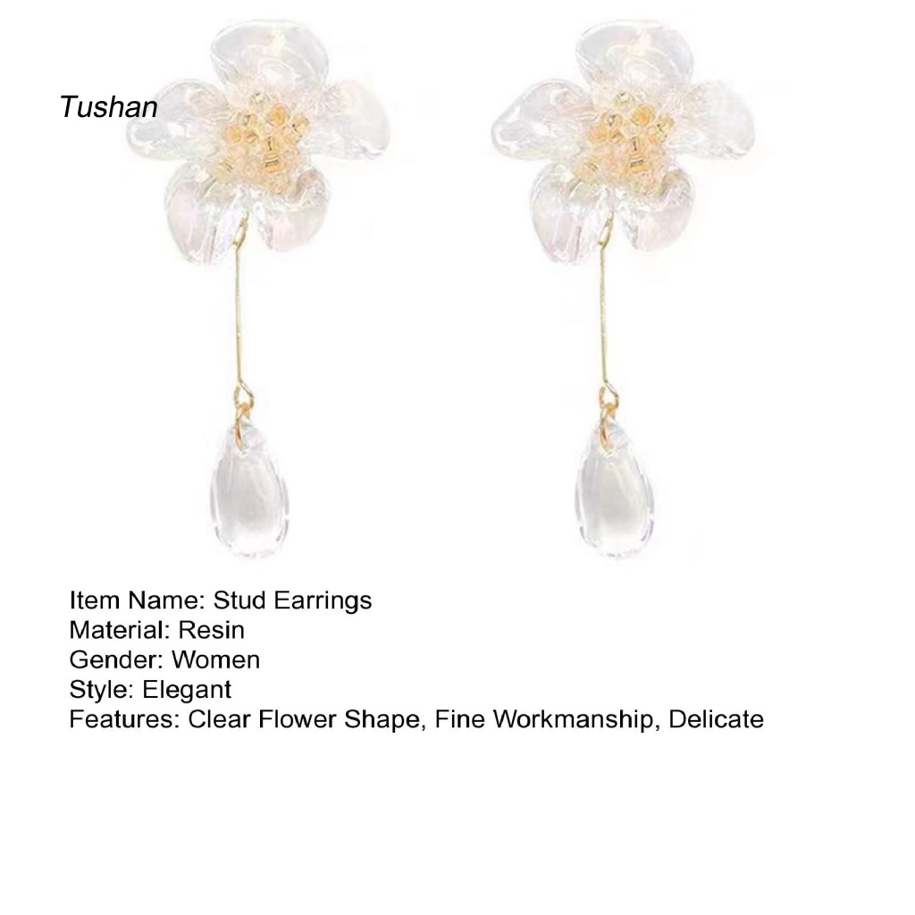 1 Đôi Bông Tai Hình Giọt Nước Pha Lê Trong Suốt Không Gây Dị Ứng Phong Cách Pháp Thời Trang