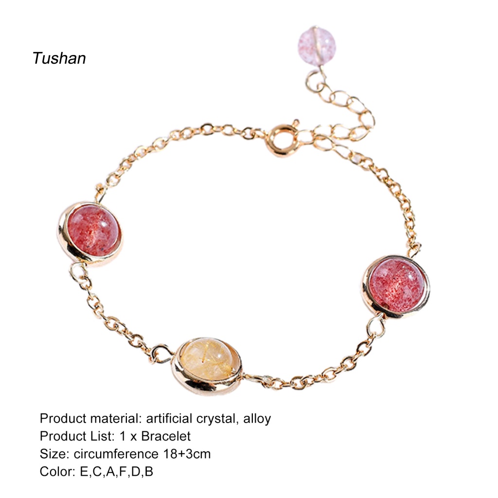 [Ts] Vòng Tay Pha Lê Hồng Dâu Tây Màu Sáng Quyến Rũ Dễ Phối Đồ Trang Sức Chống Lưỡi Có Thể Điều Chỉnh Độ Dài Cho Nữ