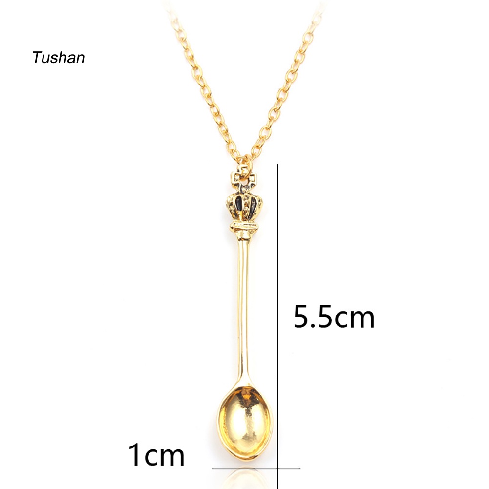Vòng cổ Mặt Hình Muỗng Trà Và Vương Miện Mini Thời Trang