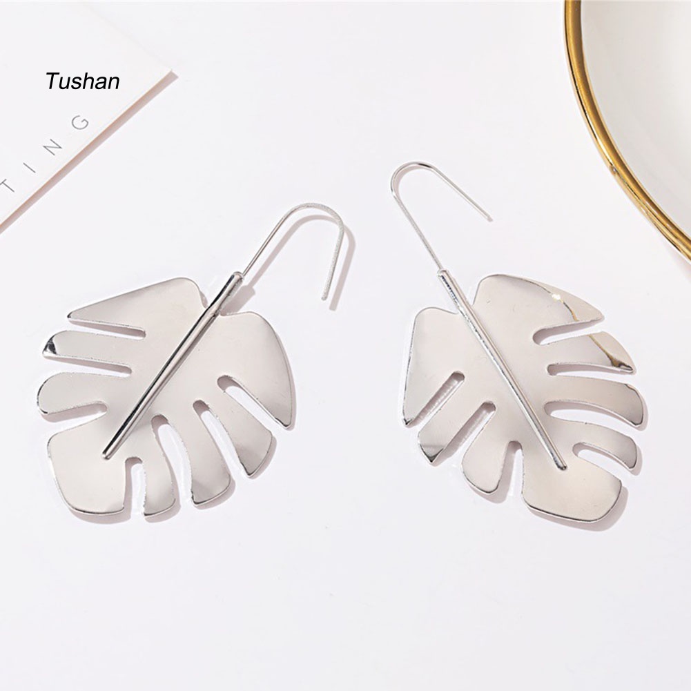 Bông Tai Dáng Dài Hình Chiếc Lá Lớn Bằng Hợp Kim Thời Trang Cho Nữ
