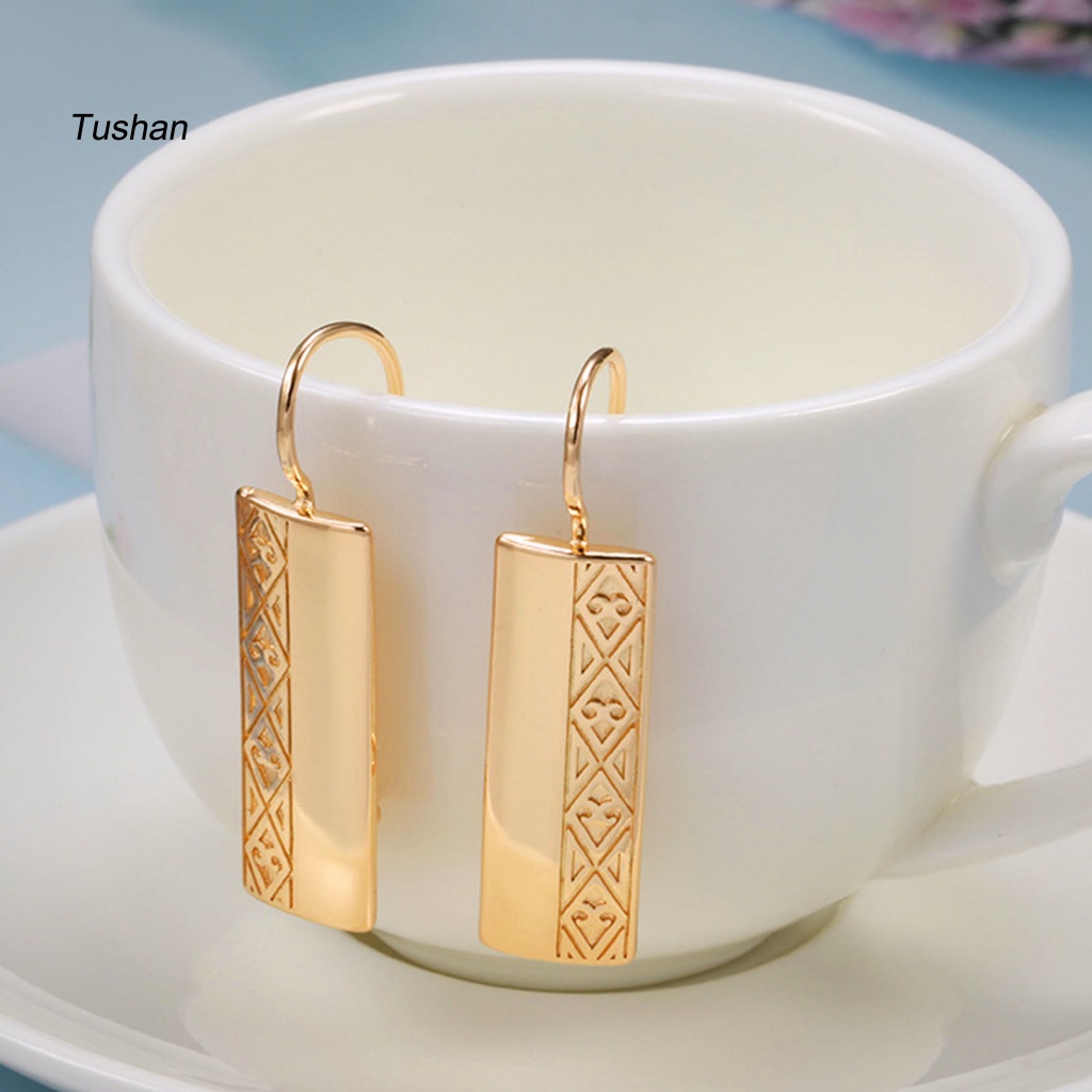 1 Đôi Bông Tai Móc Hình Chữ Nhật Bằng Hợp Kim