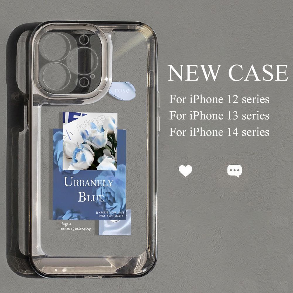 Ốp Điện Thoại TPU Mềm Chống Sốc Họa Tiết Hoa Hồng Xanh Dương Cho iphone 14 pro max 11 Promax 11 12 / 13 / 6 / 7 / 8plus / X max