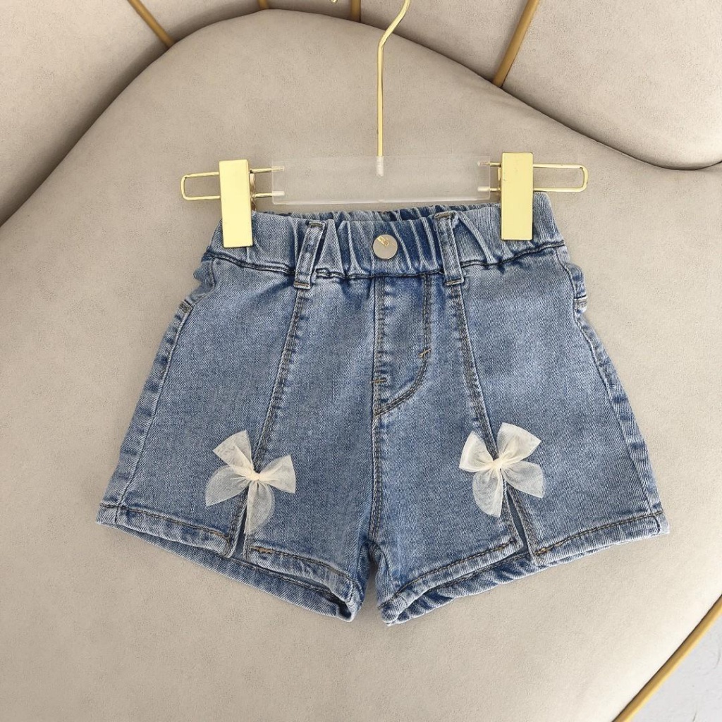 Quần Short Denim Mỏng Dáng Rộng Thời Trang Mùa Hè Cho Bé Gái 1-3 Tuổi