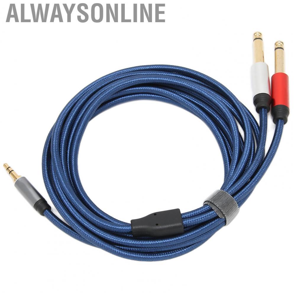 Alwaysonline 3.5mm Stereo Male To Dual 6.35mm Mono Cable Nylon Aluminum Alloy Hot