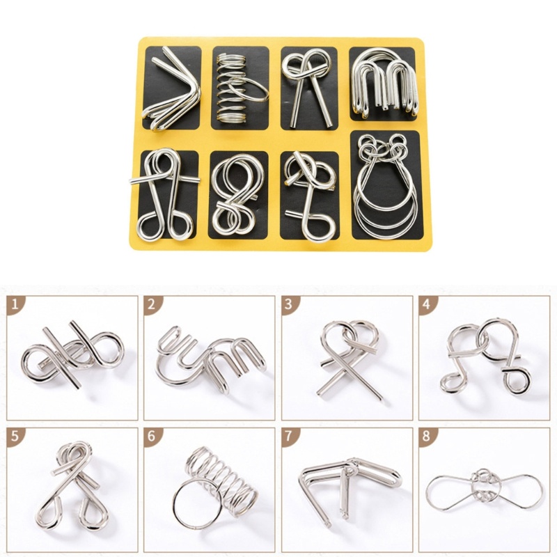 Bộ Đồ Chơi Xếp Hình 9 Vòng Khóa Bằng Kim Loại Rèn Luyện Trí Não