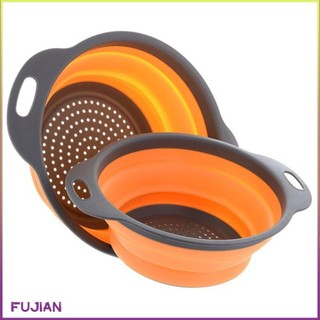 Foldable Silicone Colander Non-Toxic Fruit Vegetable Washing Basket Strainer With Handles Collapsible Kitchen Tool
