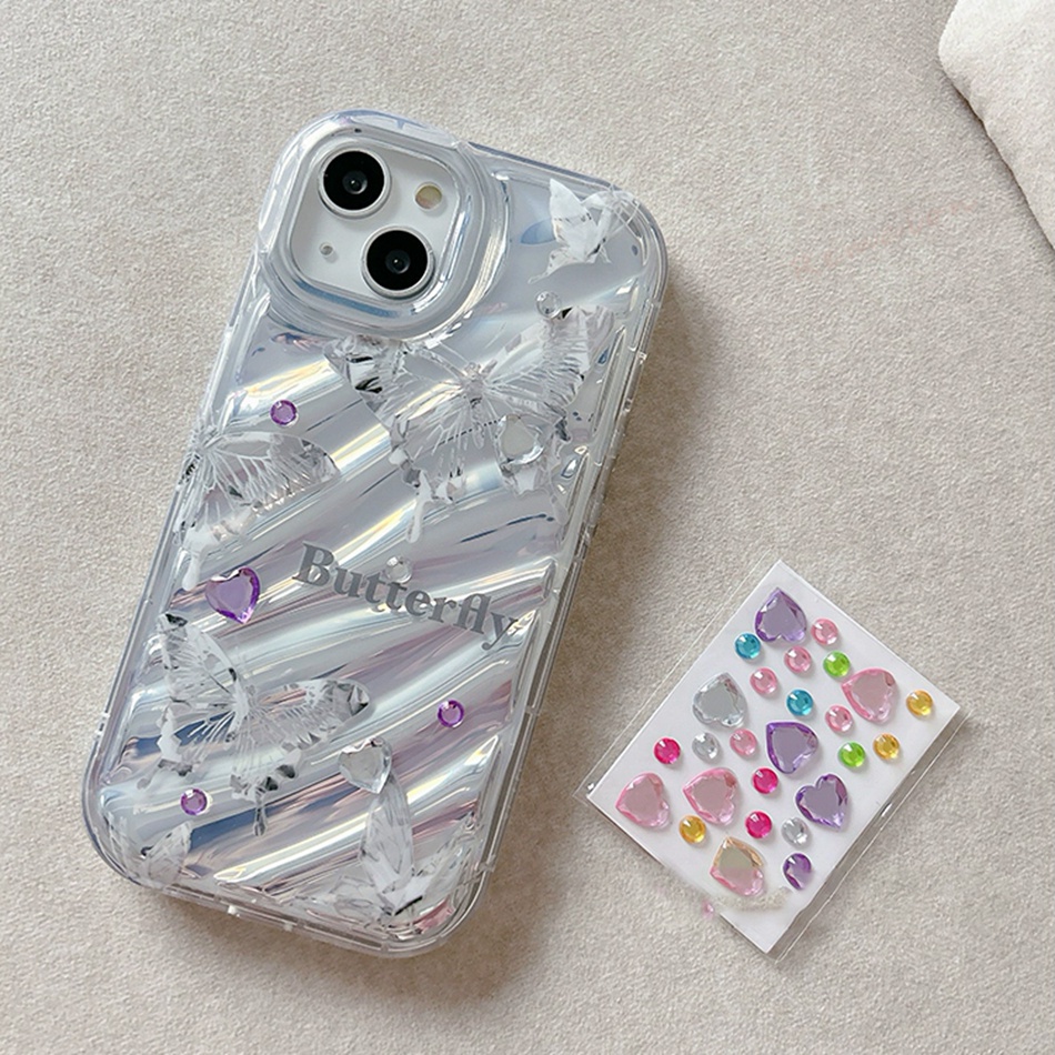 Ốp Điện Thoại Dẻo Màu Laser Hình Bươm Bướm Cho iPhone 11 12 13 14 Pro MAX 6 6S 7 8 Plus X XR XS MAX SE 2020 11Pro 12Pro