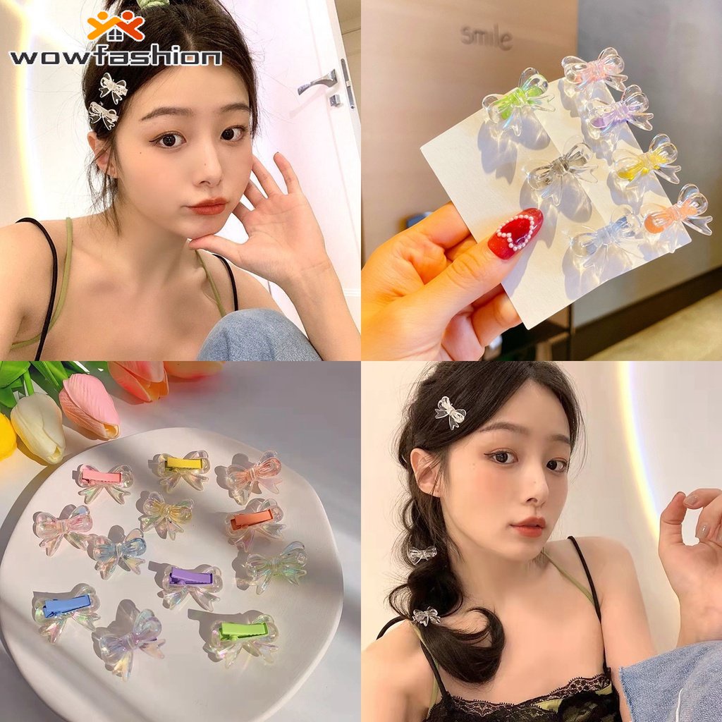 Kẹp Tóc Hình Nơ Trong Suốt Dễ Thương Sáng Tạo Thời Trang Mùa Hè