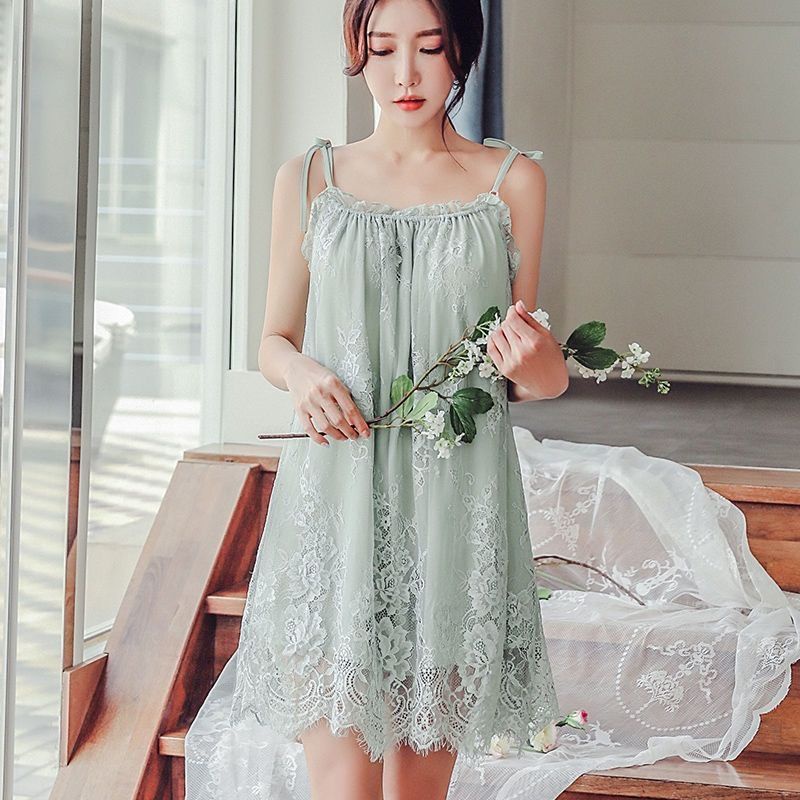 Đầm Ngủ Tay Ngắn Dáng Rộng Phối Ren Thời Trang Mùa Hè 2023 Dễ Thương Cho Nữ