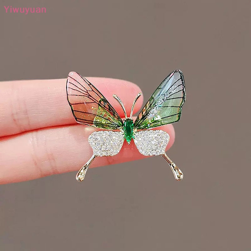 < Yiwuyuan > Ghim Cài Áo Đính Đá Pha Lê Hình Bướm Thời Trang Mới Dành Cho Nữ