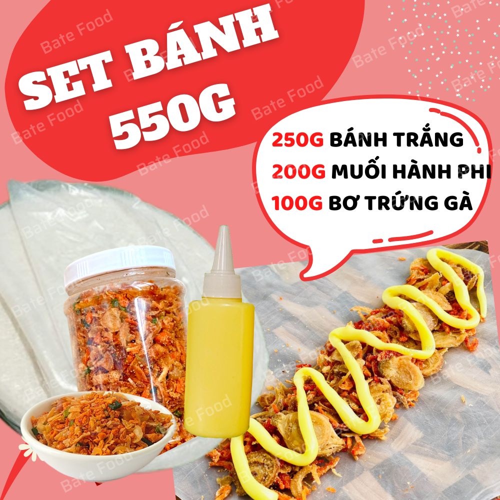 Set Bánh Tráng Phơi Sương Tây Ninh❗FREESHIP❗Siêu Khủng 1,2Kg 500g Bánh Trắng,400g Muối Tép Hành Phi,300g Bơ