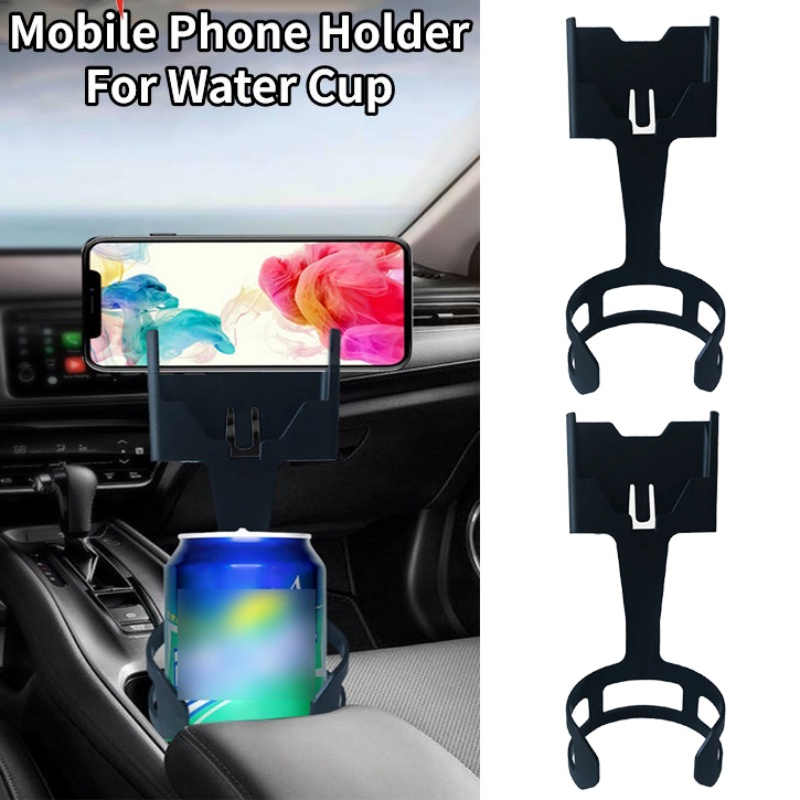 Giá Đỡ Điện Thoại / Chai Nước Bằng Nhựa Màu Đen Tiện Dụng Cho Xe Hơi