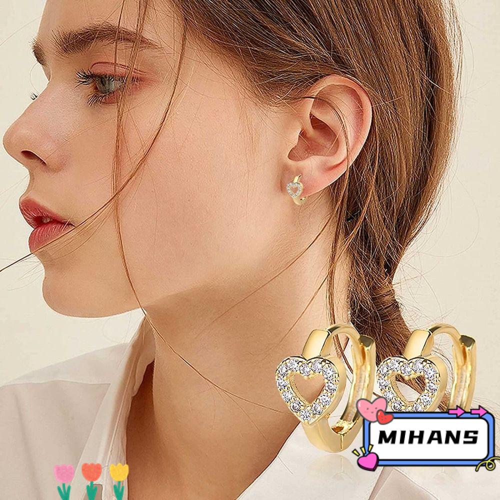 Set 2 Cặp Bông Tai Từ Tính Hình Trái Tim Giúp Giảm Căng Thẳng