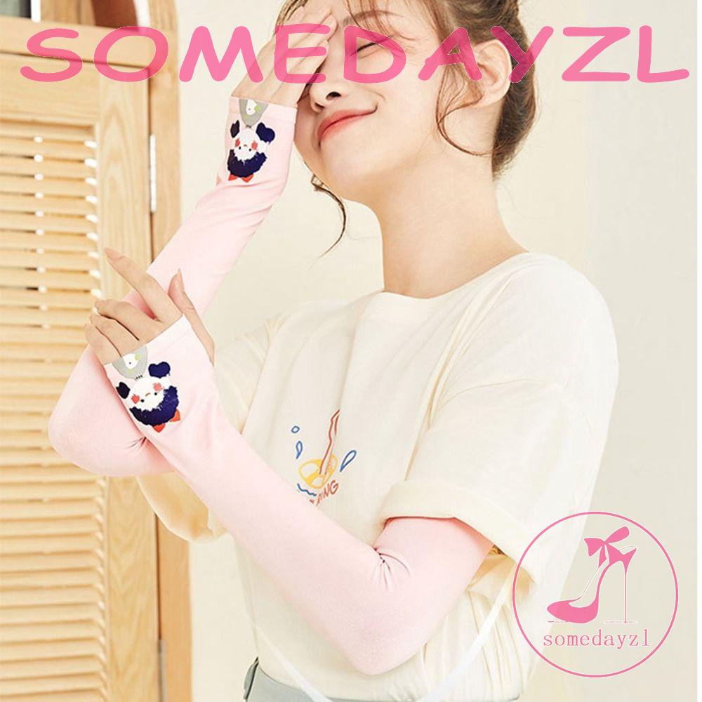 Găng Tay Chống Nắng UV Mỏng Co Giãn Họa Tiết Hoạt Hình Cho Nữ