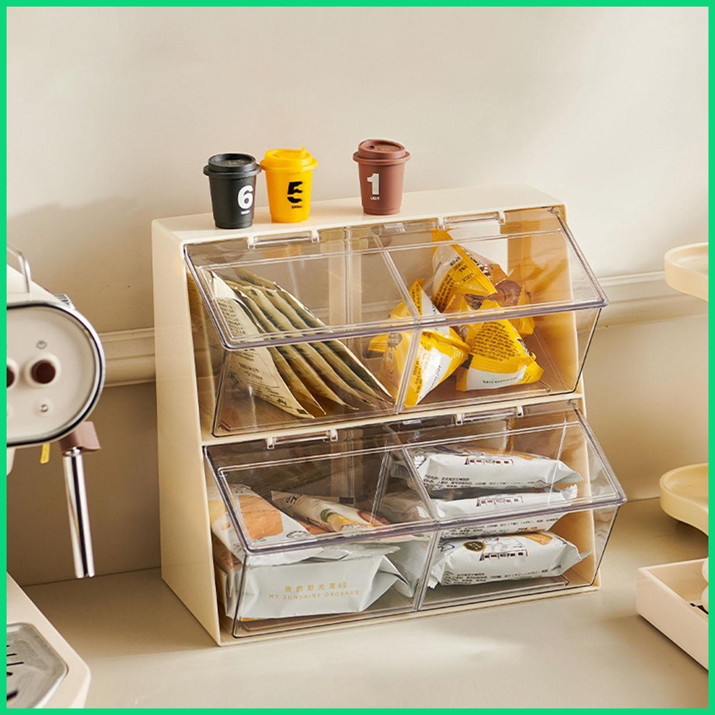 Giá Đỡ 2 Tầng Kèm Nắp Trong Suốt Dành Cho Tủ Bếp Quầy Ngọt Ngào