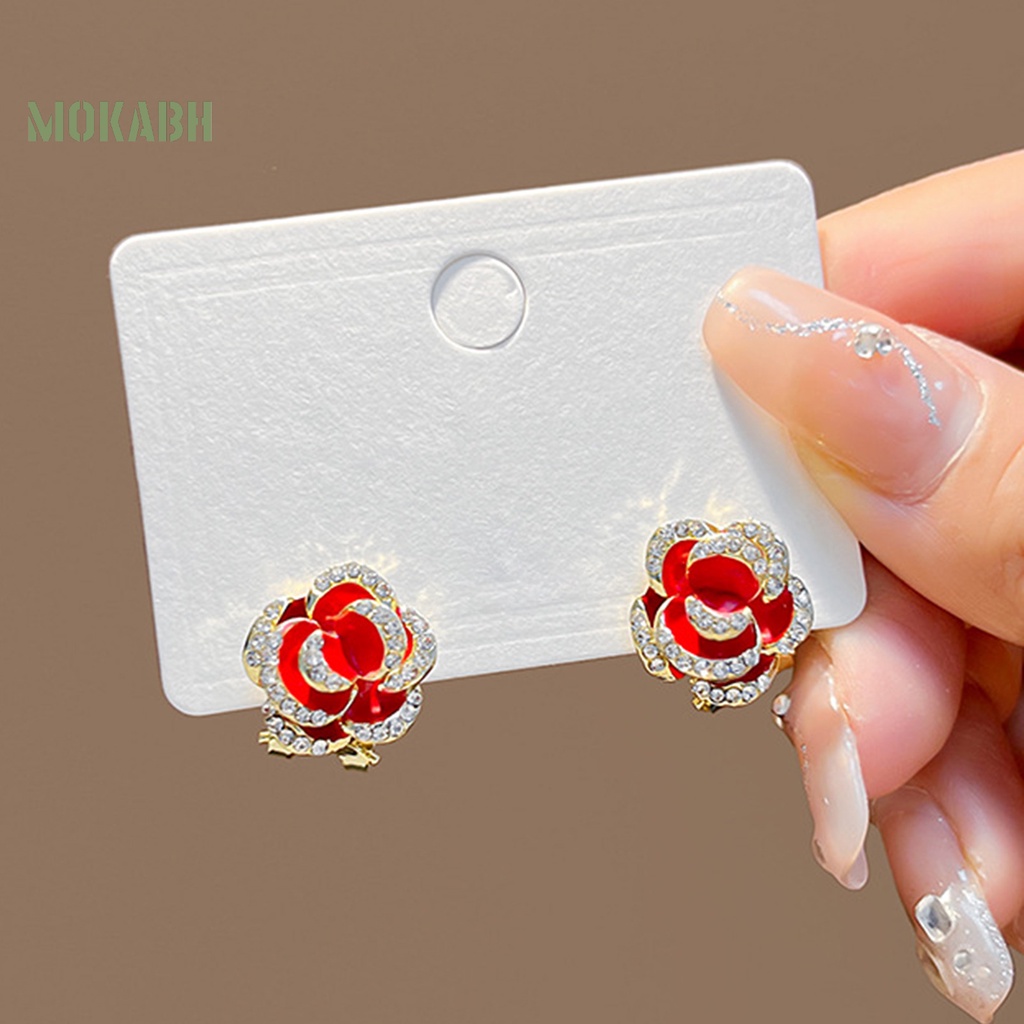 1 Đôi Bông Tai Hình Hoa Hồng Bằng Hợp Kim Phong Cách Vintage Thanh Lịch Thời Trang