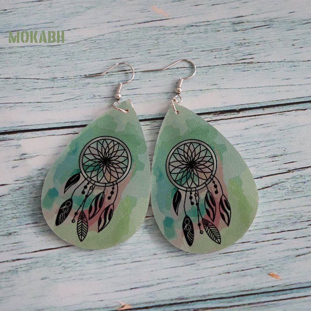 1 Đôi Bông Tai Hình Giọt Nước Nhuộm Giả Da Thời Trang