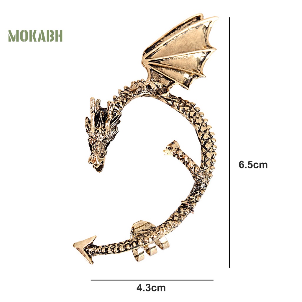 1 Khuyên Kẹp Vành Tai Hình Rồng Phong Cách Hip Hop Gothic Punk Thời Trang